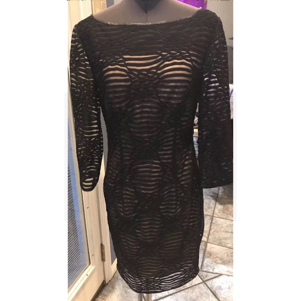 Catherine Malandrino Nude Lined Black Dress